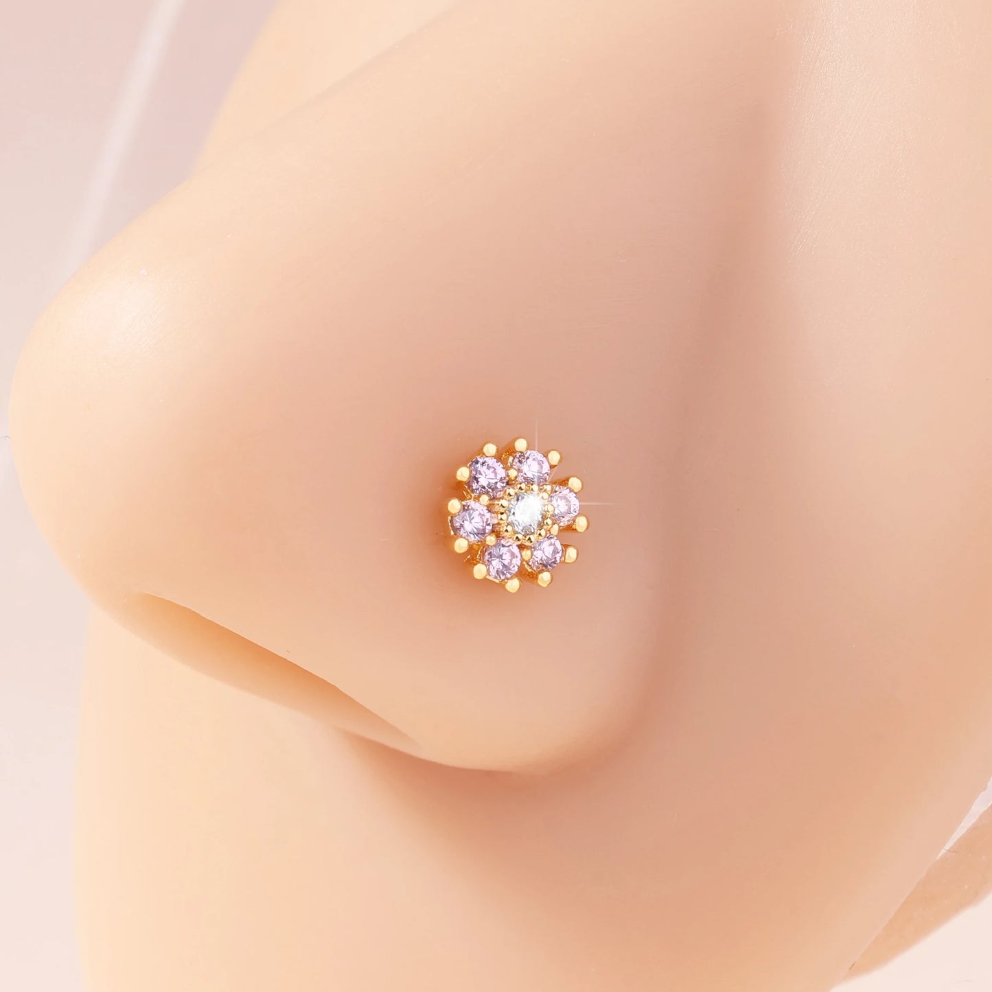 1Pcs Nose Stud Rings L Screw Shaped Nose Ring Star Butterfly SnowflakeCZ Nose Rings Stud Body Piercing Jewelry for Women Men