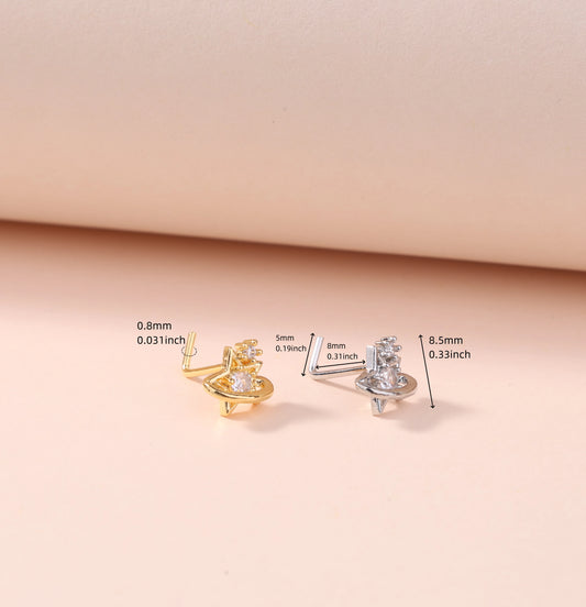 1Pcs Nose Stud Rings L Screw Shaped Nose Ring Star Butterfly SnowflakeCZ Nose Rings Stud Body Piercing Jewelry for Women Men